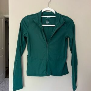 Green cropped active zip up
